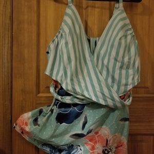 Cacique swim-floral water color swim top